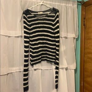 Hollister navy and white striped sweater